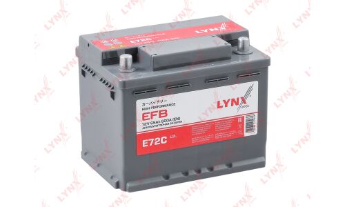 Аккумулятор LYNXauto LN2R/L2R, 65Ач, CCA 600A, необслуживаемый, технология EFB, арт. E72C