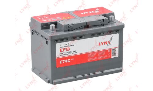 Аккумулятор LYNXauto LN3R/L3R, 75Ач, CCA 700А, необслуживаемый, технология EFB,  арт. E74C