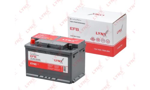 Аккумулятор LYNXauto LN3R/L3R, 75Ач, CCA 700А, необслуживаемый, технология EFB,  арт. E74C
