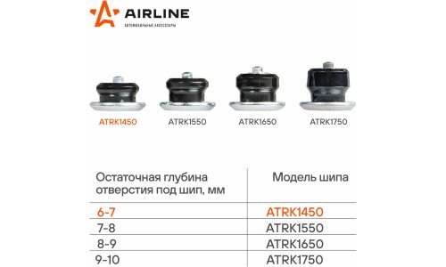 Шипы ремонтные 7 мм, 50 шт. в пакете с навершием AIRLINE, арт. ATRK1450