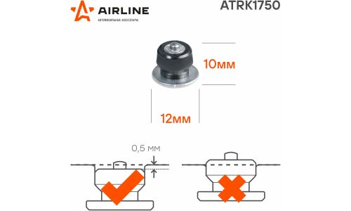 Шипы ремонтные 10 мм, 50 шт. в пакете с навершием AIRLINE, арт. ATRK1750