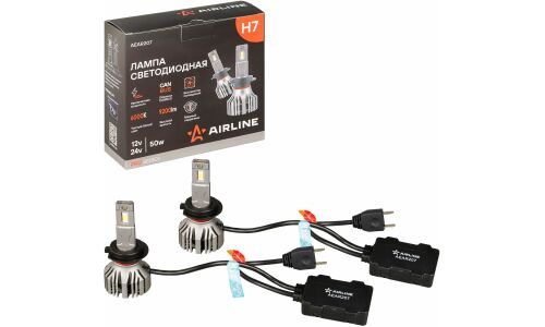 Лампа светодиодная Airline PRO Series H7 (PX26d, T11), 12/24В, 50Вт, 6000К, комплект 2 шт, арт. AEAR207