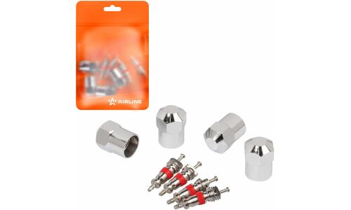 Ремкомплект для вентилей (4 золотника, 4 металл.колп.) в пакете AIRLINE, арт. ATRS011