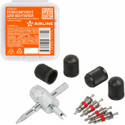 Ремкомплект для вентилей (4 золотника, 4 пласт.колп, 1 метчик) в кейсе AIRLINE, арт. ATRS003