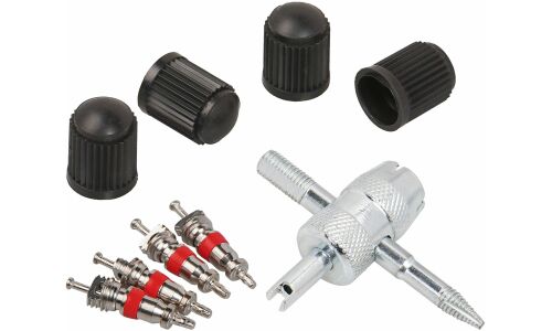 Ремкомплект для вентилей (4 золотника, 4 пласт.колп, 1 метчик) в кейсе AIRLINE, арт. ATRS003