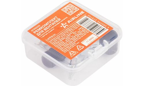 Ремкомплект для вентилей (4 золотника, 4 пласт.колп, 1 метчик) в кейсе AIRLINE, арт. ATRS003