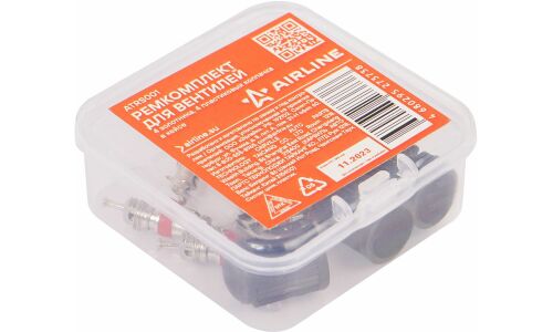 Ремкомплект для вентилей (4 золотника, 4 пласт.колп.) в кейсе AIRLINE, арт. ATRS001
