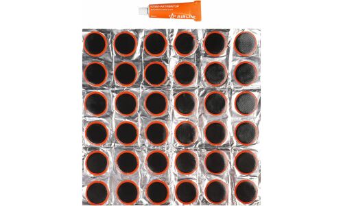 Ремкомплект для камер, заплатки круглые D32 мм - 36 шт., клей-активатор 12мл AIRLINE, арт. ATRS102