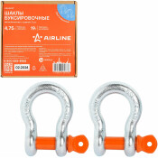 Скоба (шакл) для крепления троса Airline, омегообразная, 4.75т/19т, в сумке, 2 шт, арт. ASHA007 Скоба (шакл) для крепления троса Airline, омегообразная, 4.75т/19т, в сумке, 2 шт, арт. ASHA007