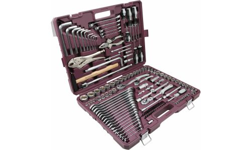 Набор инструментов Thorvik, с трещоткой, под размеры 1/2, 1/4, 3/8", комплект 142 предмета, арт. TS142