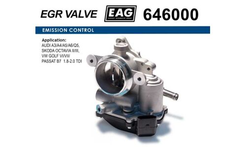 Дроссельная заслонка AUDI A3/A4/A5/A6/Q5, SKODA OCTAVIA II/III, VW GOLF VI/VII/PASSAT B7 1.8-2.0 TDI EAG EAG, арт. 646000