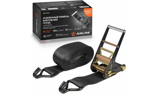Ремень крепления груза усиленный PRO с храповиком 15 т, 10 м AIRLINE, арт. ASTT005