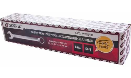 Набор комбинированных ключей Thorvik ARC, от 34 до 50мм, 6 предметов, арт. W3S6TB