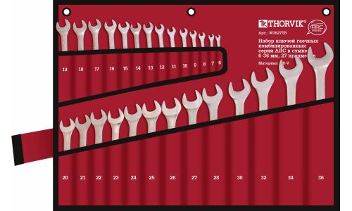 Набор комбинированных ключей Thorvik ARC, от 6 до 36мм, 27 предметов, арт. W3S27TB