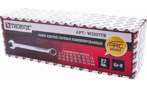 Набор комбинированных ключей Thorvik ARC, от 6 до 36мм, 27 предметов, арт. W3S27TB