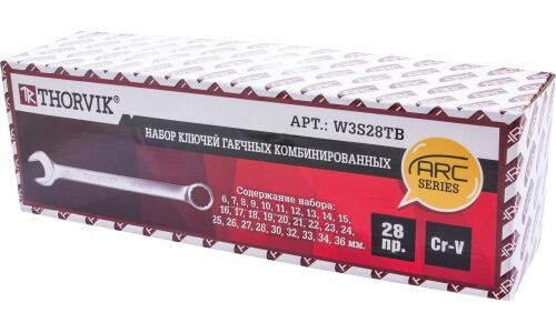 Набор комбинированных ключей Thorvik ARC, от 6 до 36мм, 28 предметов, арт. W3S28TB