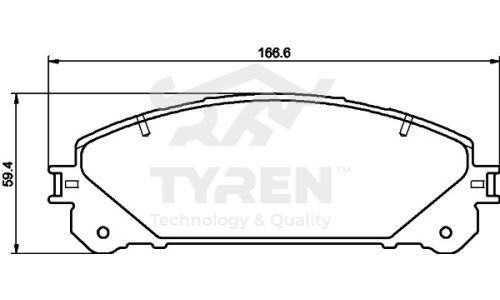 Колодки тормозные дисковые Tyren, передние, комплект на ось (4 шт), арт. TYR1222061