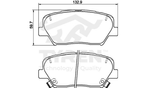Колодки тормозные дисковые Tyren, передние, комплект на ось (4 шт), арт. TYR1216181