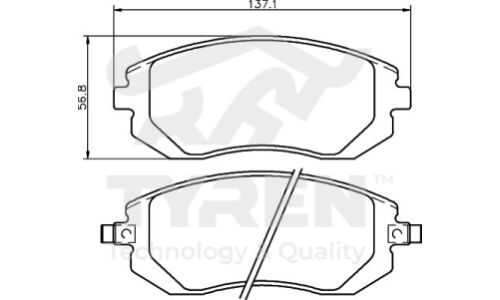 Колодки тормозные дисковые Tyren, передние, комплект на ось (4 шт), арт. TYR1218461