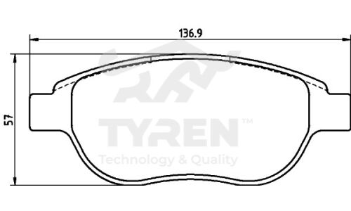 Колодки тормозные дисковые Tyren, передние, комплект на ось (4 шт), арт. TYR1217411