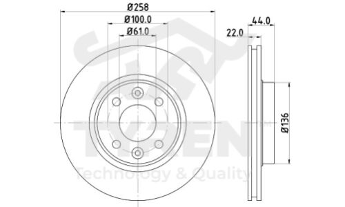Диск тормозной | перед TYREN, арт. TYR1017841