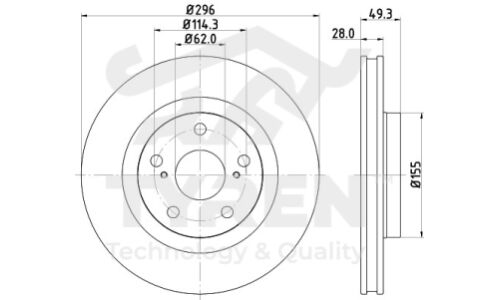 Диск тормозной | перед TYREN, арт. TYR1022451