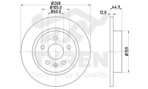 Диск тормозной | зад TYREN, арт. TYR1020541