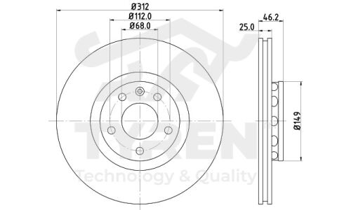 Диск тормозной | перед TYREN, арт. TYR1019731