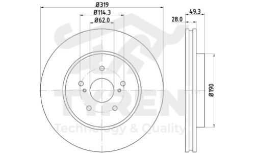 Диск тормозной | перед TYREN, арт. TYR1022881