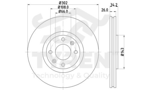 Диск тормозной Tyren, передний, арт. TYR1017171