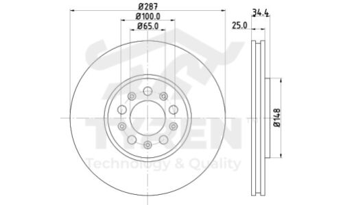 Диск тормозной Tyren, передний, арт. TYR1019601