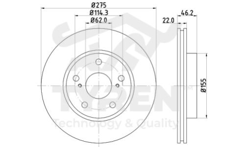 Диск тормозной | перед TYREN, арт. TYR1022471