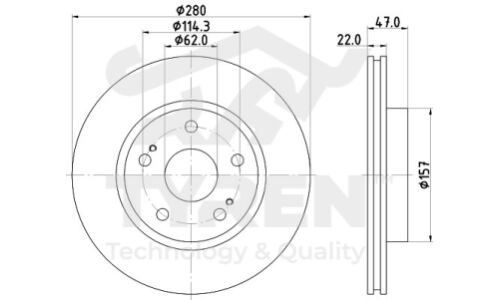 Диск тормозной | перед TYREN, арт. TYR1020851