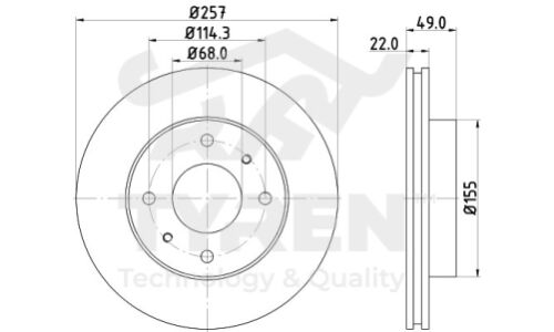 Диск тормозной | перед TYREN, арт. TYR1011371