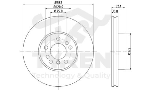Диск тормозной Tyren, передний, арт. TYR1010631