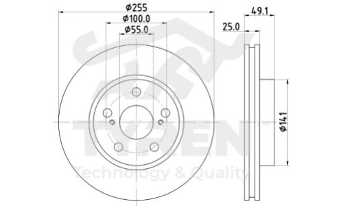 Диск тормозной | перед TYREN, арт. TYR1018691