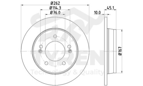 Диск тормозной Tyren, задний, арт. TYR1015851