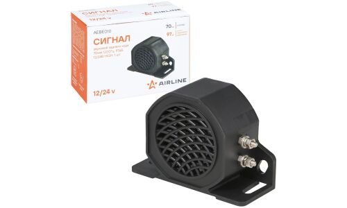 Сигнал заднего хода Airline, 12/24В, частота 1200Гц, громкость 97дБ, Ø70мм, арт.AEBE010