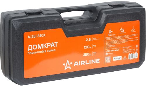 Домкрат гидравлический подкатной Airline, 2500кг, подъём 120–350мм, кейс, арт. AJ25F340K