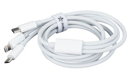 Кабель для мобильных устройств Airline, с USB на USB Type-C / MicroUSB / Lightning, 1м, белый, арт. ACH-M-33