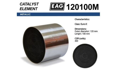 Катализатор EAG Евро-0, Ø120мм, длина 100мм, 400 scpi, арт. 120100M