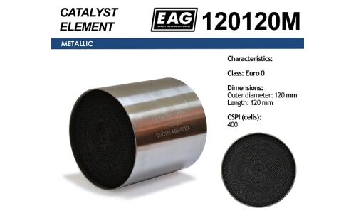 Катализатор EAG Евро-0, Ø120мм, длина 120мм, 400 scpi, арт. 120120M