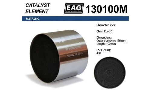 Катализатор EAG Евро-0, Ø130мм, длина 100мм, 400 scpi, арт. 130100M