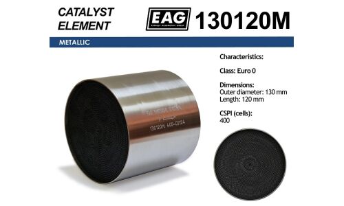 Катализатор EAG Евро-0, Ø130мм, длина 120мм, 400 scpi, арт. 130120M