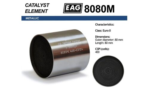 Катализатор EAG Евро-0, Ø80мм, длина 80мм, 400 scpi, арт. 8080M