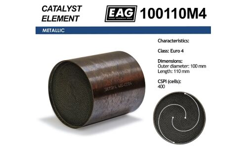 Каталитический блок металл. 100x110 Euro 4 EAG EAG, арт. 100110M4