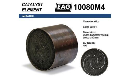 Каталитический блок металл. 100x80 Euro 4 EAG EAG, арт. 10080M4