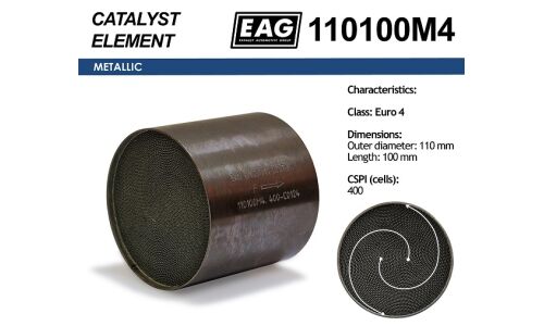 Катализатор EAG Евро-4, Ø110мм, длина 100мм, 400 scpi, арт. 110100M4