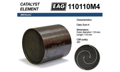 Каталитический блок металл. 110x110 Euro 4 EAG EAG, арт. 110110M4