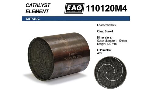 Каталитический блок металл. 110x120 Euro 4 EAG EAG, арт. 110120M4